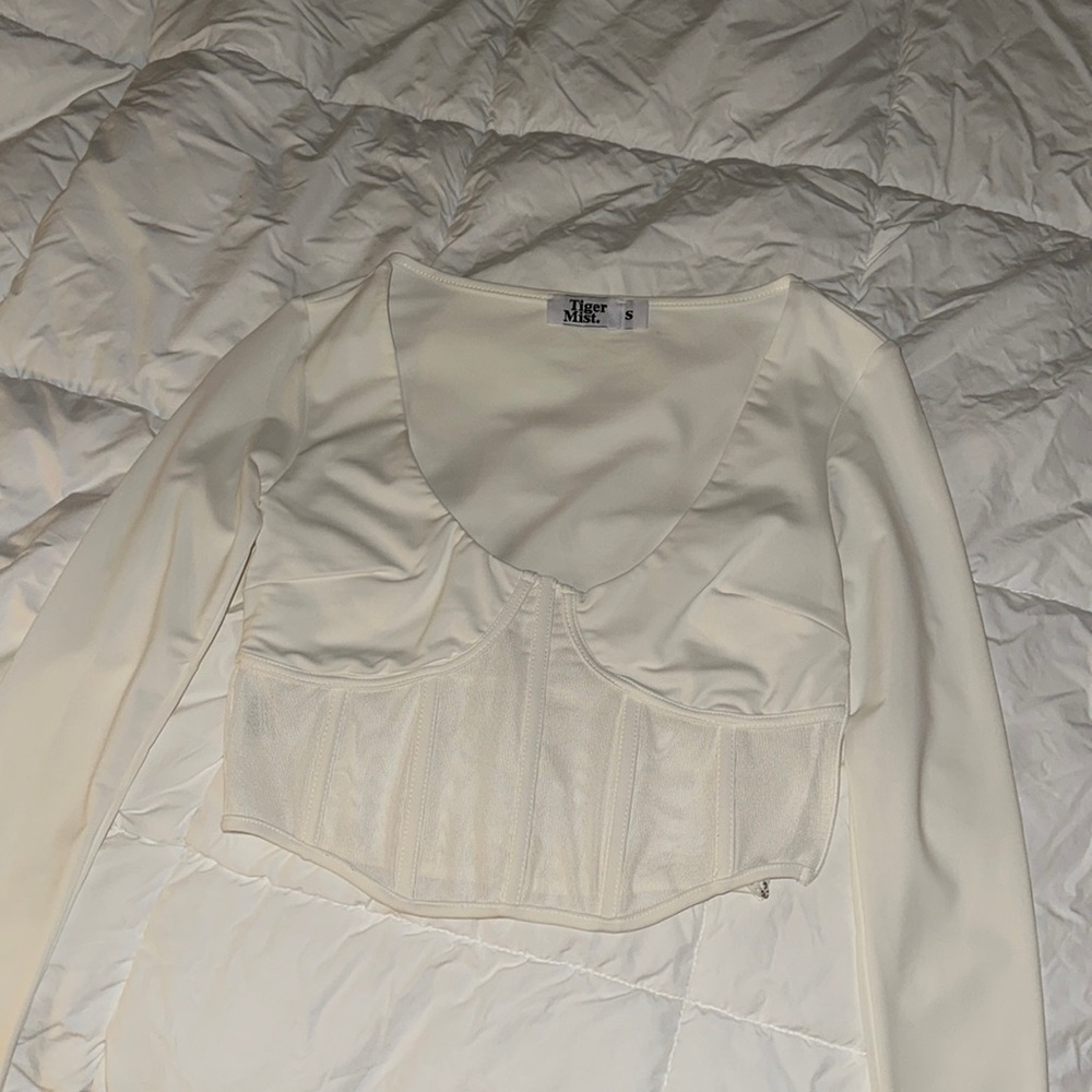 Tiger mist long sleeve crop top
